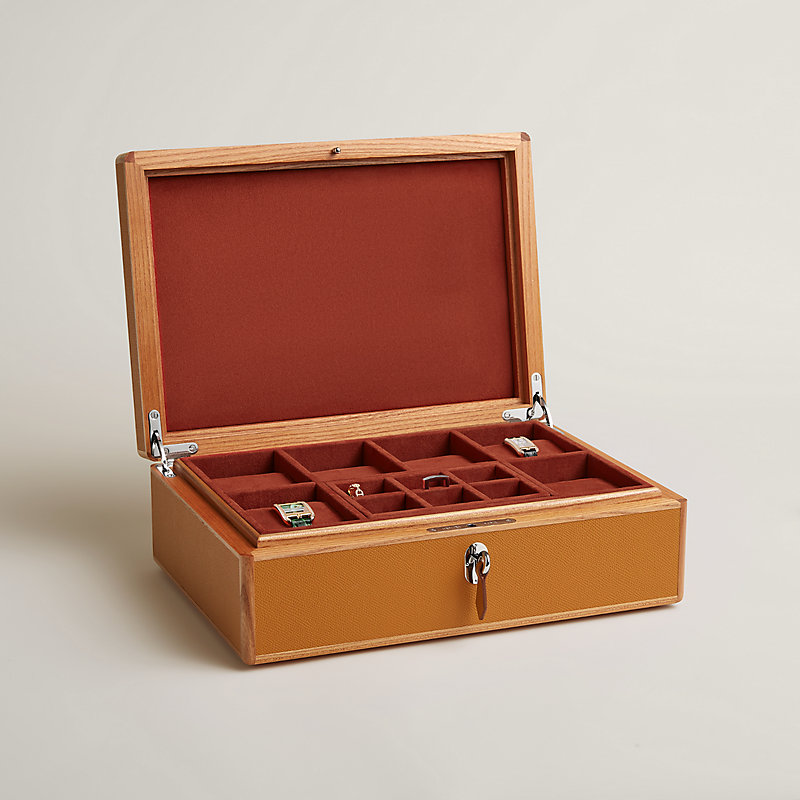 Amalthee Chevron Hippique watch and cufflink box, large model